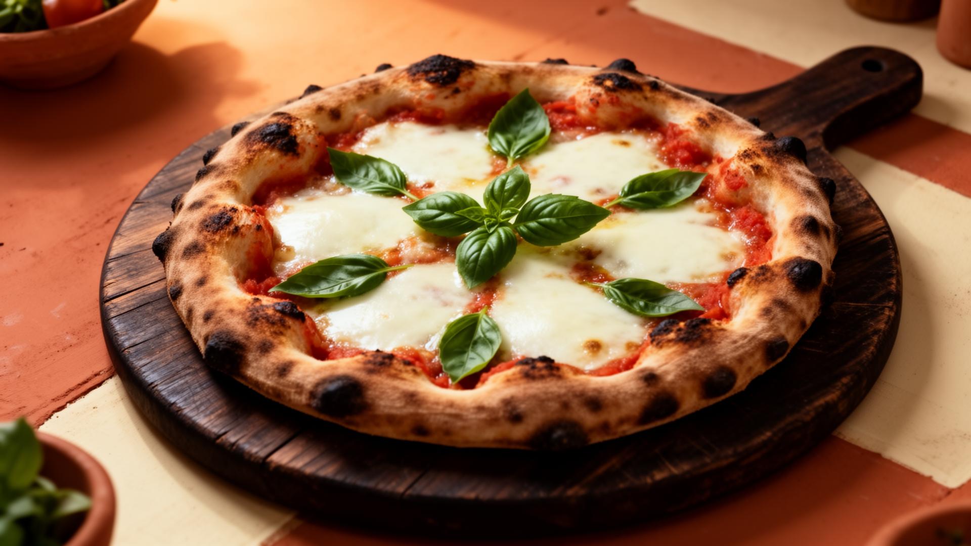 Fırından yeni çıkmış Margherita pizza